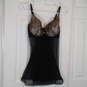 Victorias Secret Black Net Leopard Print  Bustier